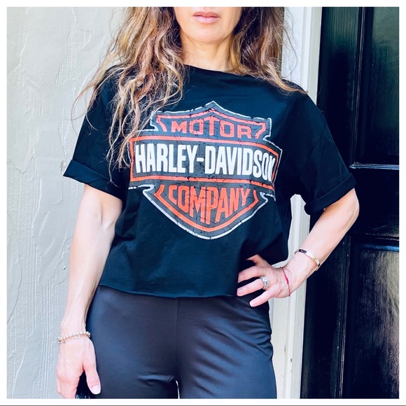 #09 Paris Harley Davidson cropped graphic Tee - Picture 2 of 4